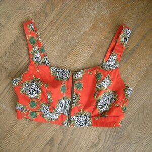 Atmosphere UK Front Zippered Crop Top Size UK12 - Bright Color Animal Print